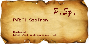 Pál Szofron névjegykártya